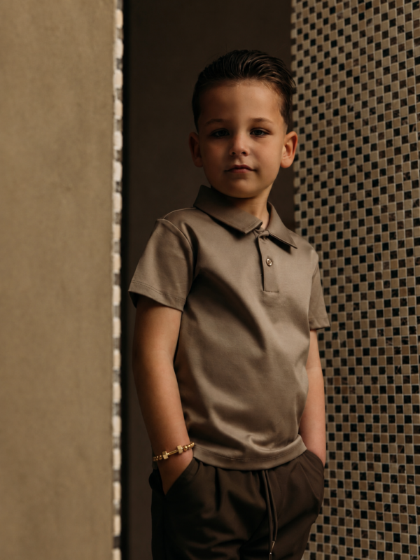 Manilo Kids - Mercerized Glans Polo - Taupe