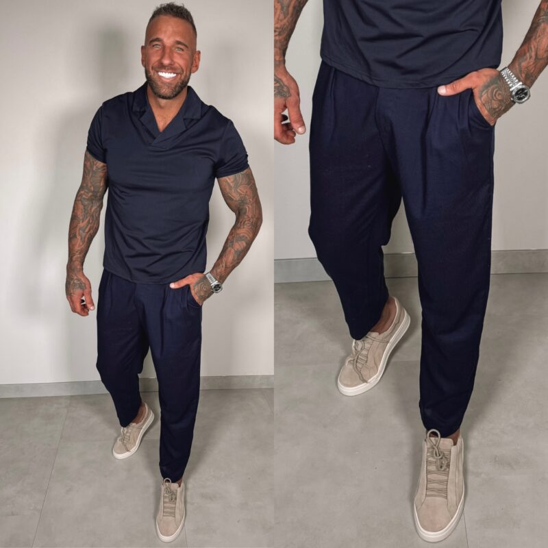 LINNEN PANTALON - navy