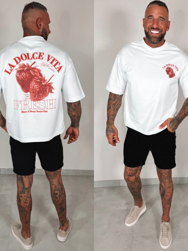 Strawberry Oversized Tee - white