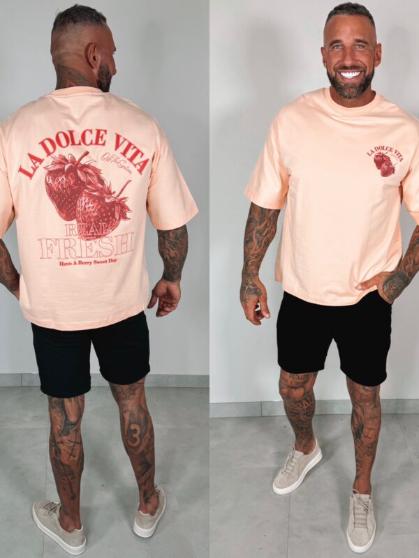 Strawberry Oversized Tee - peach