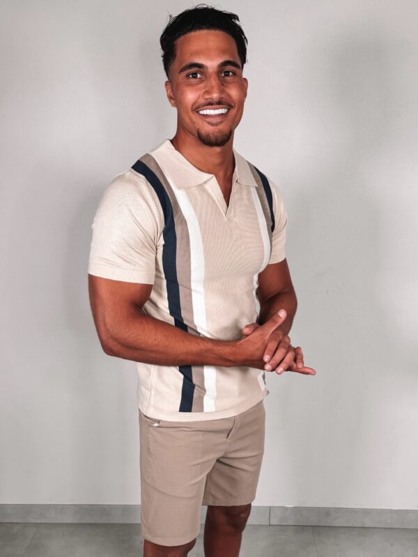 THE NEW STRIPED POLO - beige