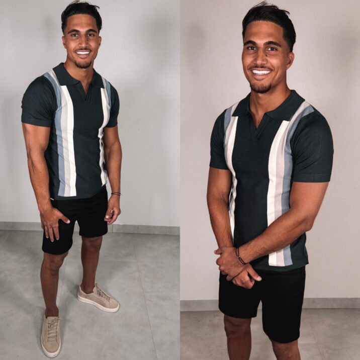 THE NEW STRIPED POLO - blue