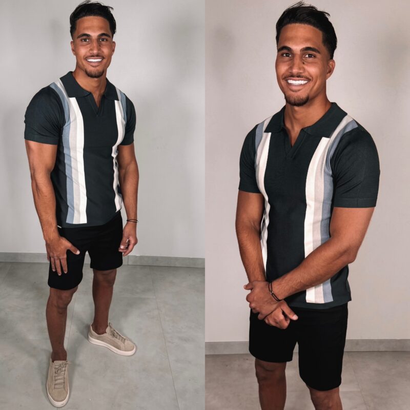 THE NEW STRIPED POLO - blue