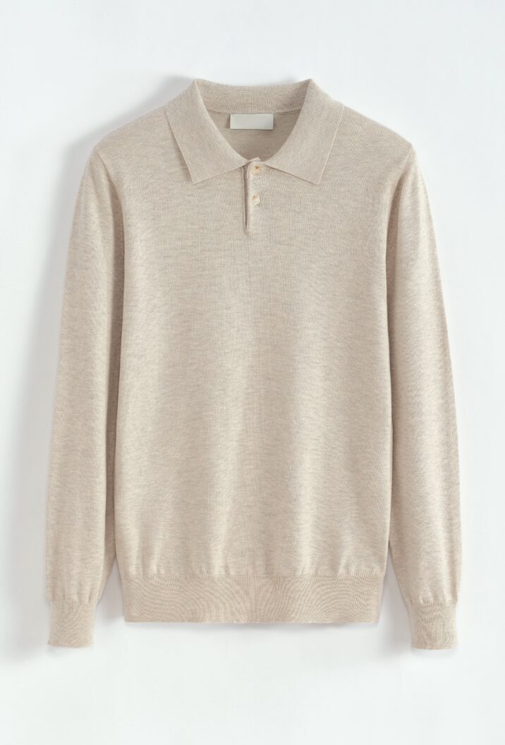 Button Long sleeve Polo - Beige