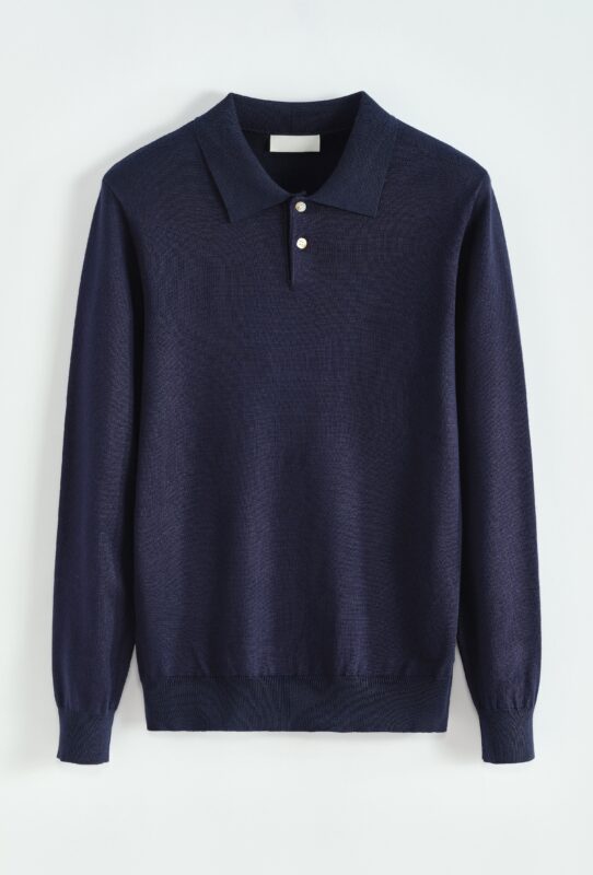 Button Long sleeve Polo - Navy