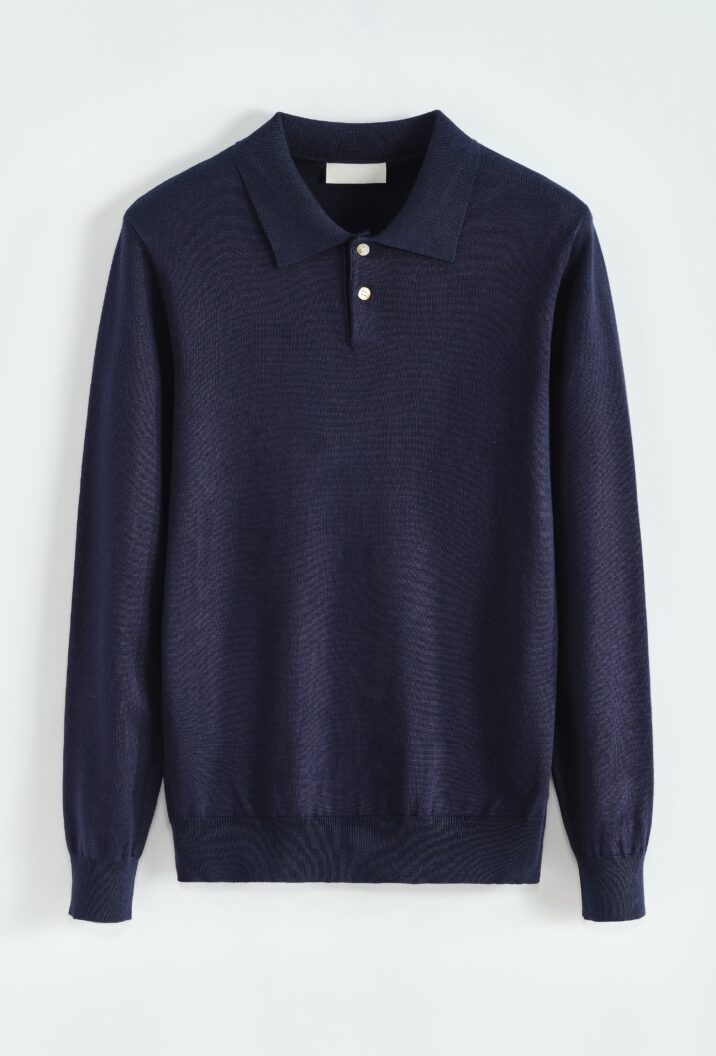 Button Long sleeve Polo - Navy
