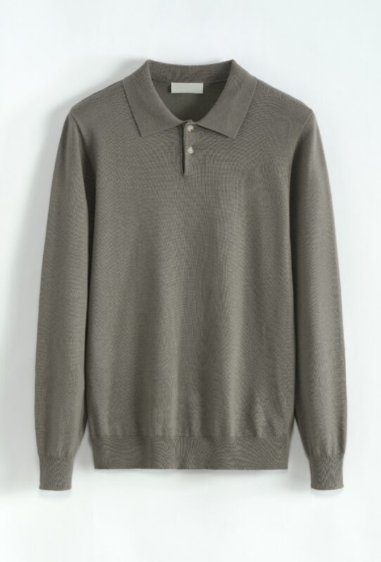 Button Long sleeve Polo - Khaki