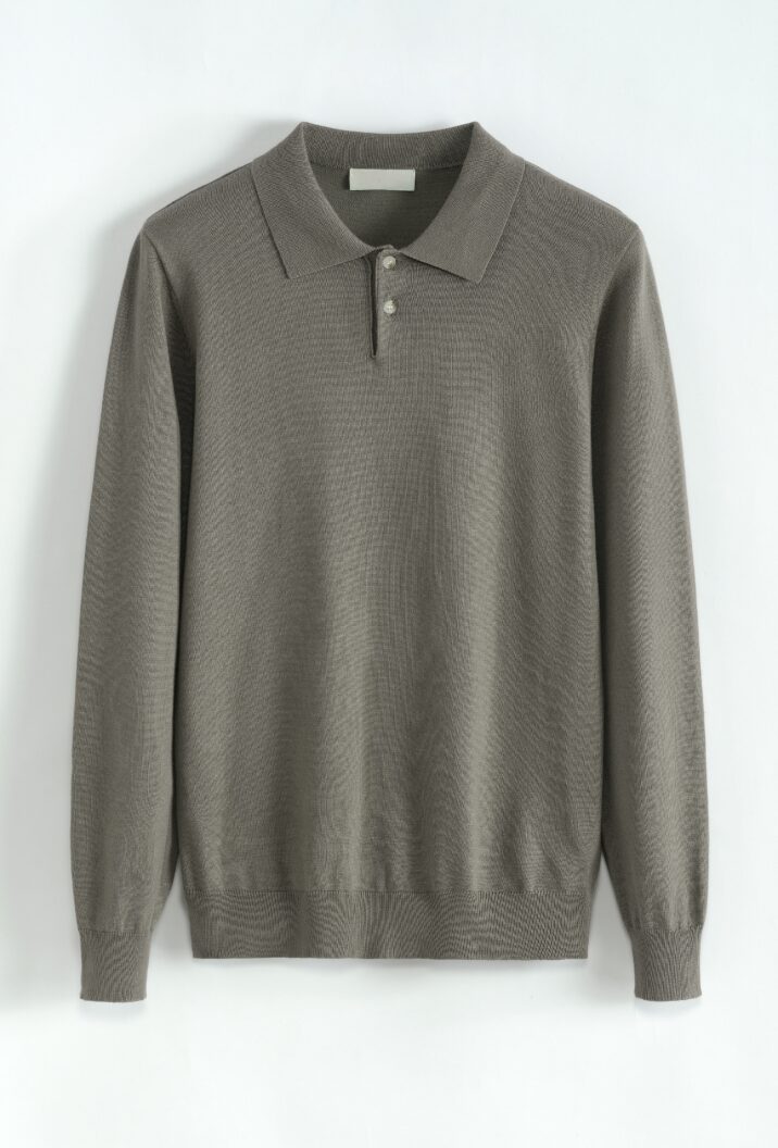Button Long sleeve Polo - Khaki