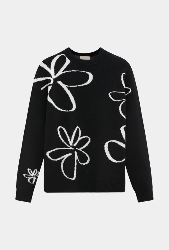 Sketch Flower Sweater - Black