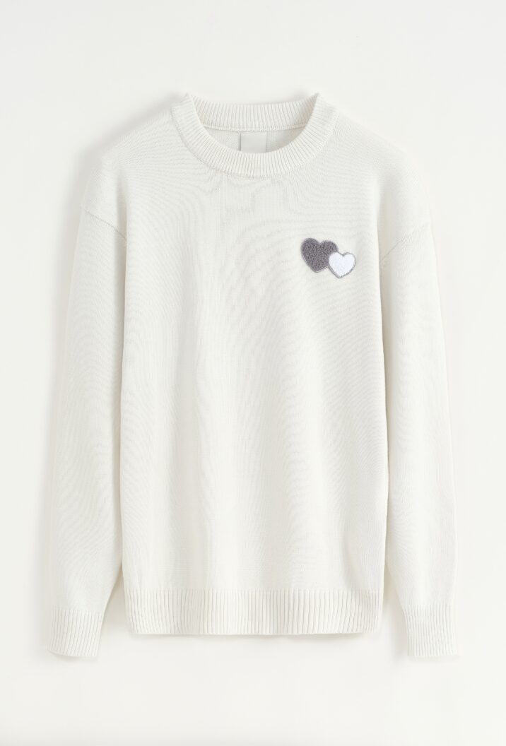 Hearts Sweater - White