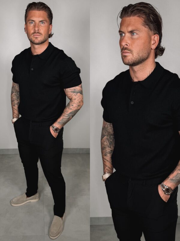 Button polo Collar - Black