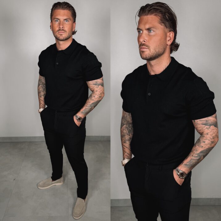 Button polo Collar - Black