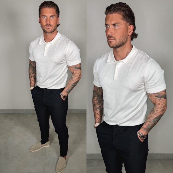 Button Polo Collar - White