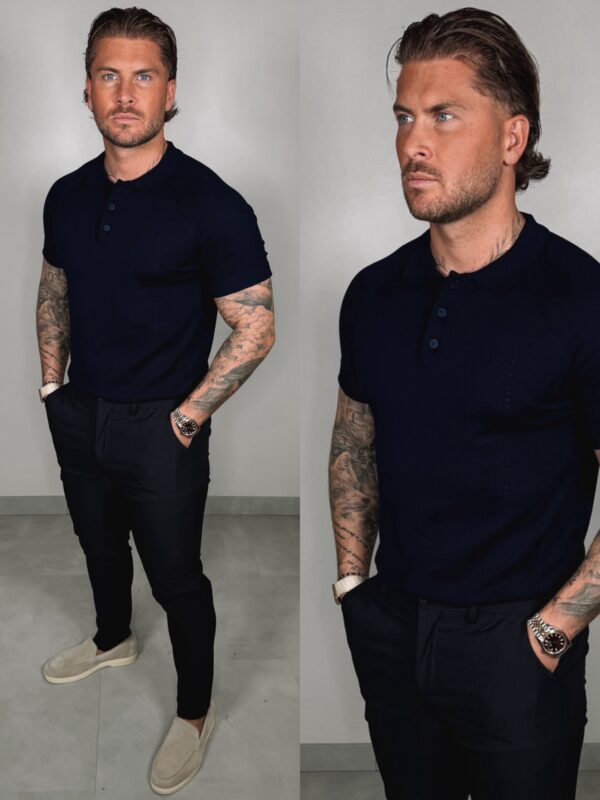 Button Polo Collar - Navy