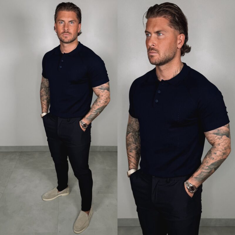 Button Polo Collar - Navy