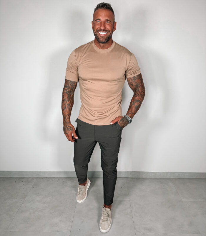Slim-Fit Glans T-Shirt - Camel