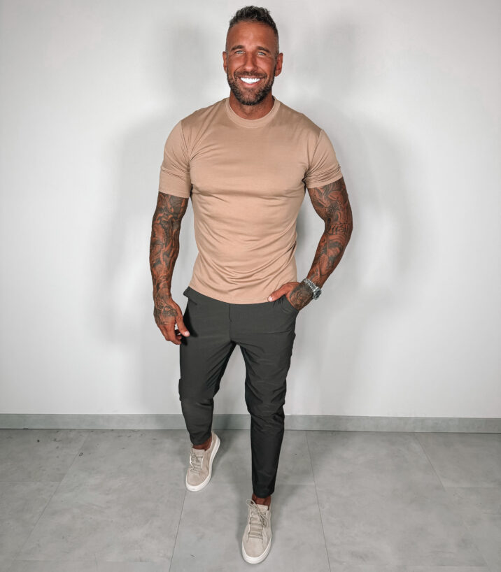 Slim-Fit Glans T-Shirt - Camel