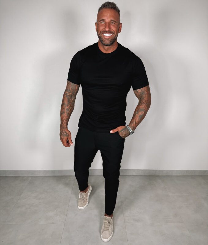 Slim-Fit Glans T-Shirt - Black