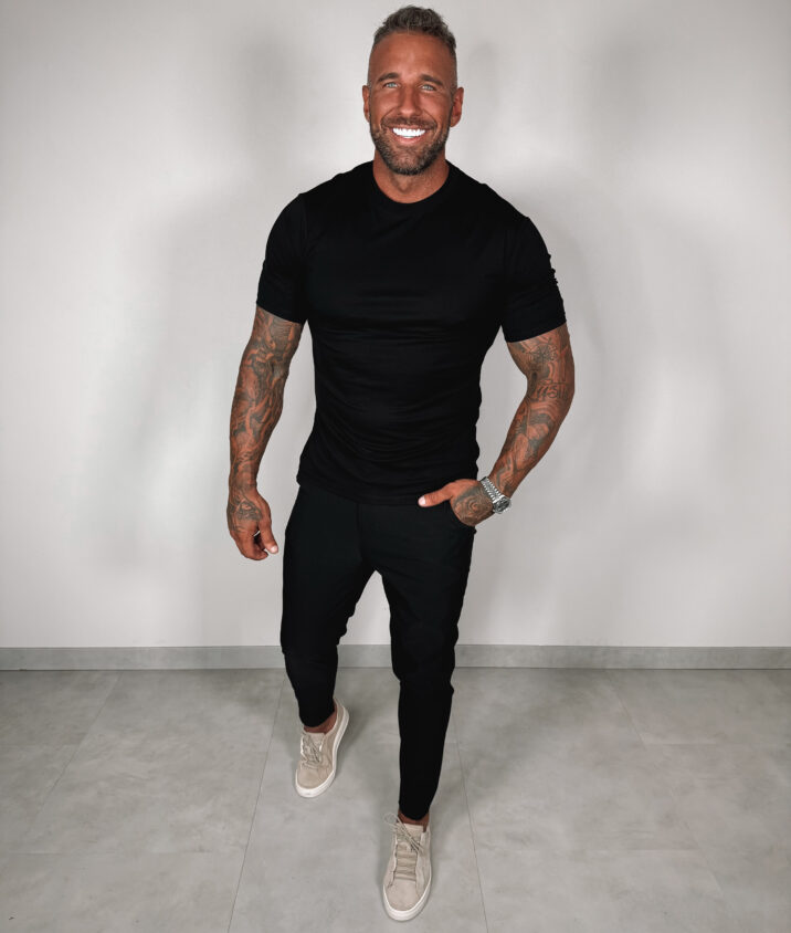 Slim-Fit Glans T-Shirt - Black