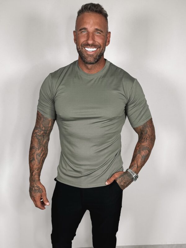 Slim-Fit Glans T-Shirt - Khaki