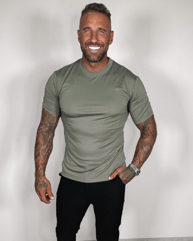 Slim-Fit Glans T-Shirt - Khaki