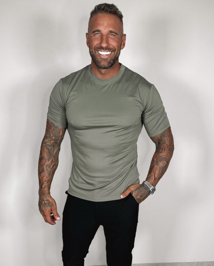 Slim-Fit Glans T-Shirt - Khaki