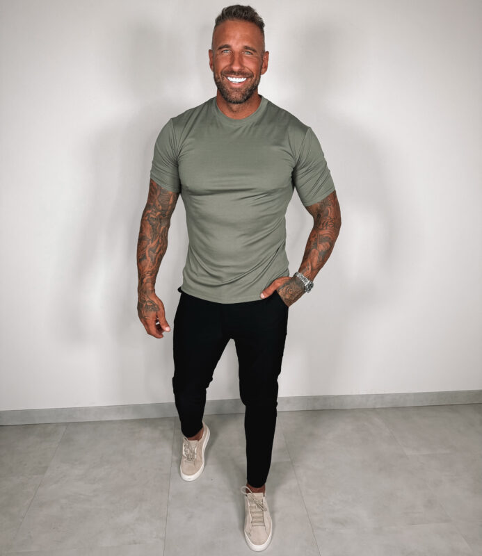 Slim-Fit Glans T-Shirt - Khaki