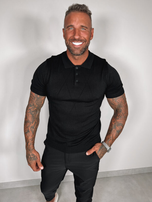 Button polo Collar - Black