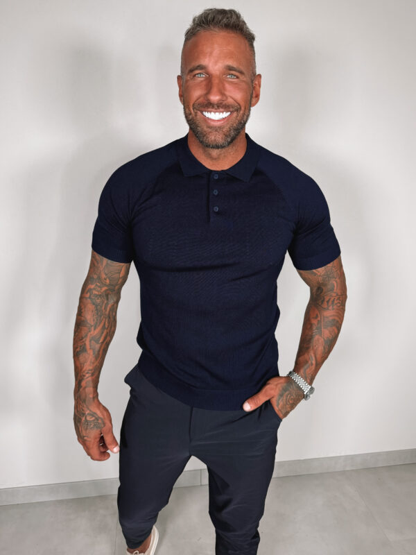 Button Polo Collar - Navy