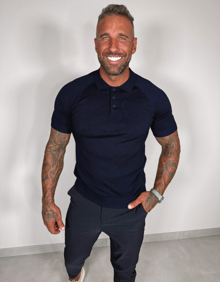 Button Polo Collar - Navy