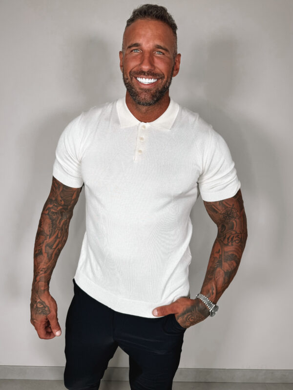 Button Polo Collar - White