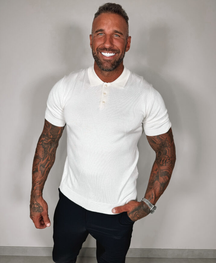 Button Polo Collar - White