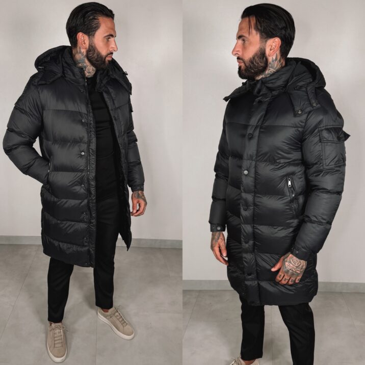 Basic Long Winterjacket - black