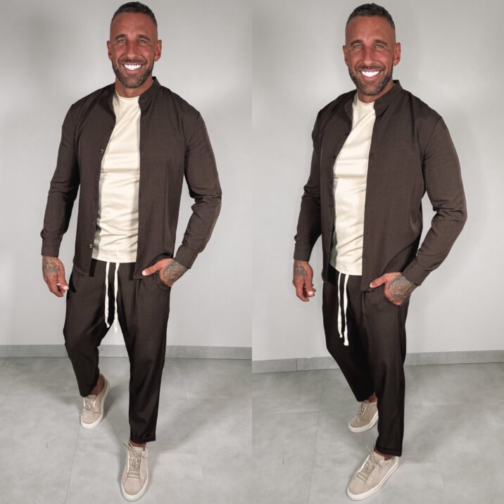 Shine Button Suit - Choco