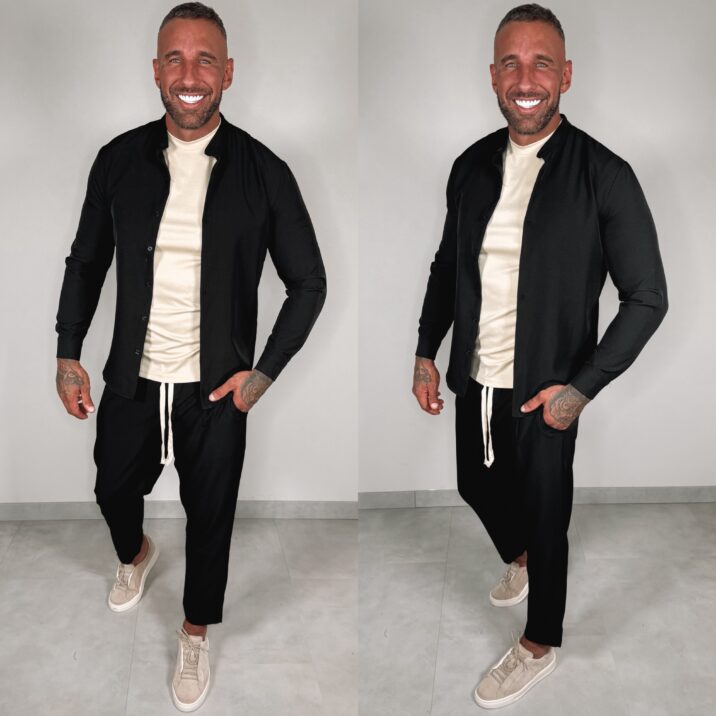 Shine Button Suit - Black