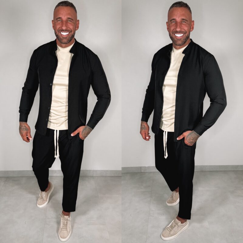 Shine Button Suit - Black