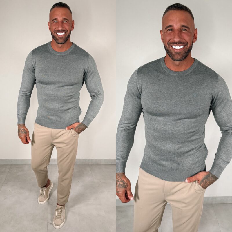 Basic Knit Sweater - Light Grey