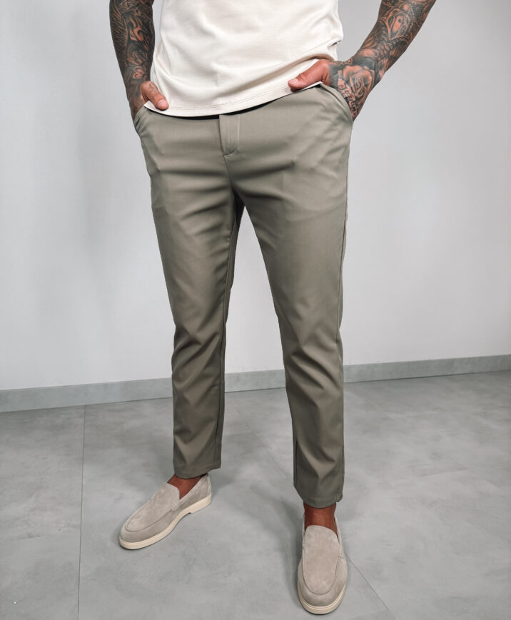 Stretch Zipper Pantalon - Beige