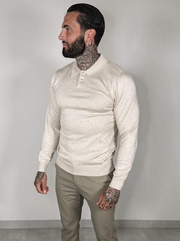 Button Long sleeve Polo - Beige