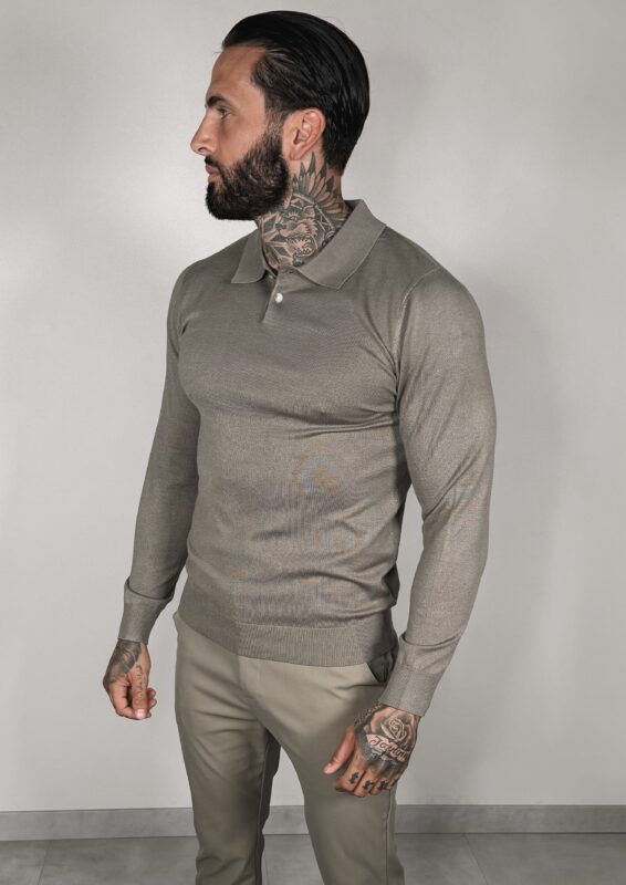 Button Long sleeve Polo - Khaki