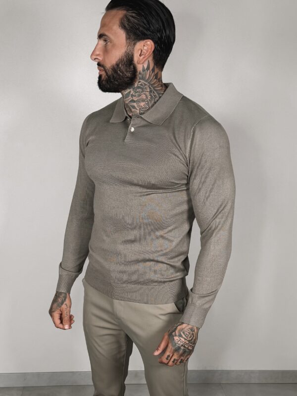 Button Long sleeve Polo - Khaki