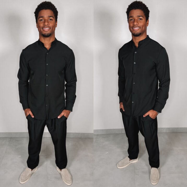 Shine Button Suit - Black