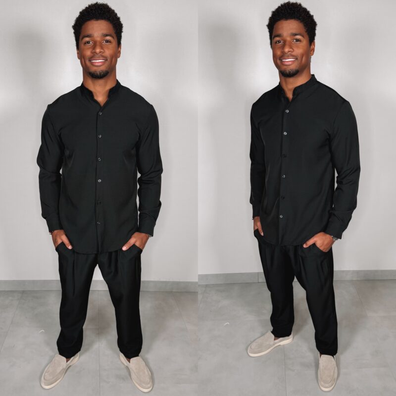 Shine Button Suit - Black