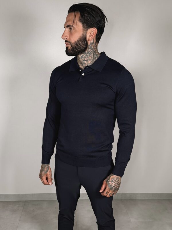 Button Long sleeve Polo - Navy
