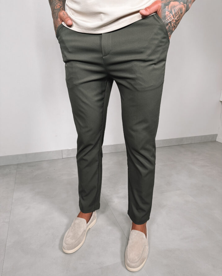 Stretch Zipper Pantalon - Khaki