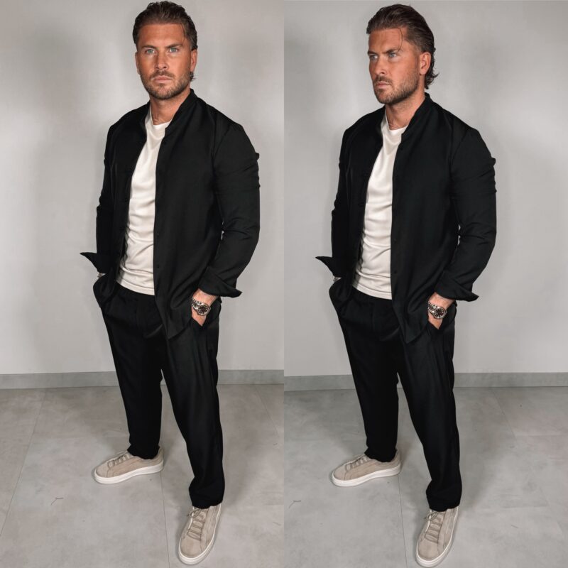 Shine Button Suit - Black