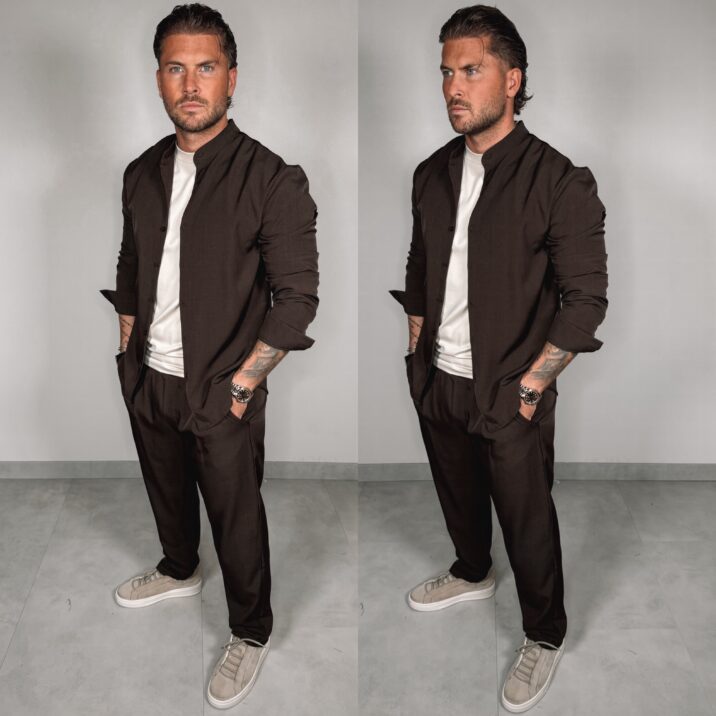Shine Button Suit - Choco