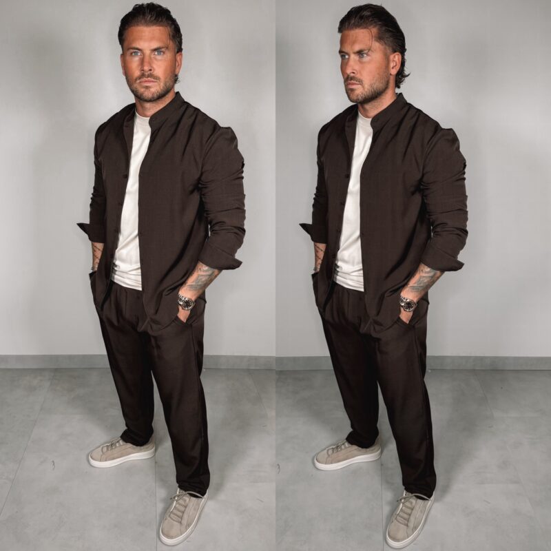 Shine Button Suit - Choco