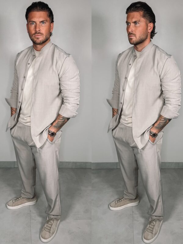 Shine Button Suit - Beige