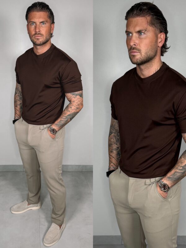 Slim-Fit Glans T-Shirt - Brown